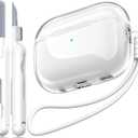 MHYALUDO for Airpods 2nd Generation Case Cover, Clear Soft TPU Transparent Four Corner Military Grade Shockproof Protective Case with Cleaning Kit for Airpods 2 Gen Charging case 2019, Clear White Missing Top Lid Of Case