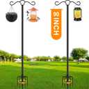 SINLEY 2 Pack 90 inch Double Shepherds Hook for Outdoor with 5 Prong Base Heavy Duty Two Sided Bird Feeder Pole for Hanging Lantern,Hummingbird Feeder,Lightweight Plant,Shepherds Hook