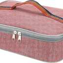 PATIKIL 12"x9"x3" Insulated Lunch Bags, Portable Food Containers Bag Flat Bento Bags Reusable Thermal Lunch Pail for Men and Women, Pink