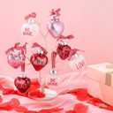 24pcs Valentines Day Ball Ornaments Set with Plastic Rose Petals 2.36 Inches Red Pink White Hanging Balls for Tree Wedding Home Anniversary Decor