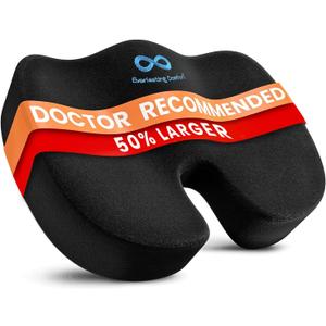 Everlasting Comfort Doctor Recommended Memory Foam Seat Cushion for Office Chairs & Car - Ergonomic Office Desk Accessories - Cushions for Tailbone Pain Relief, Sciatica (Black, X-Large) (Black Mesh)