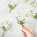 Natural White Boutonnieres for Men Wedding, White Baby's Breath & Green Rosemary Boutonniere with Pins, Groom and Groomsmen Boutonniere for Rustic Fall Vintage Wedding, Prom and Homecoming