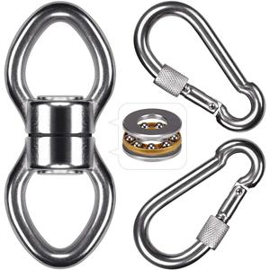 SELEWARE Silent Bearing Swing Swivel with 2 Carabiners, 360 Rotational Device Hanging Accessory for Tree Swing, Hammock Chair, Yoga,1200LB Capacity