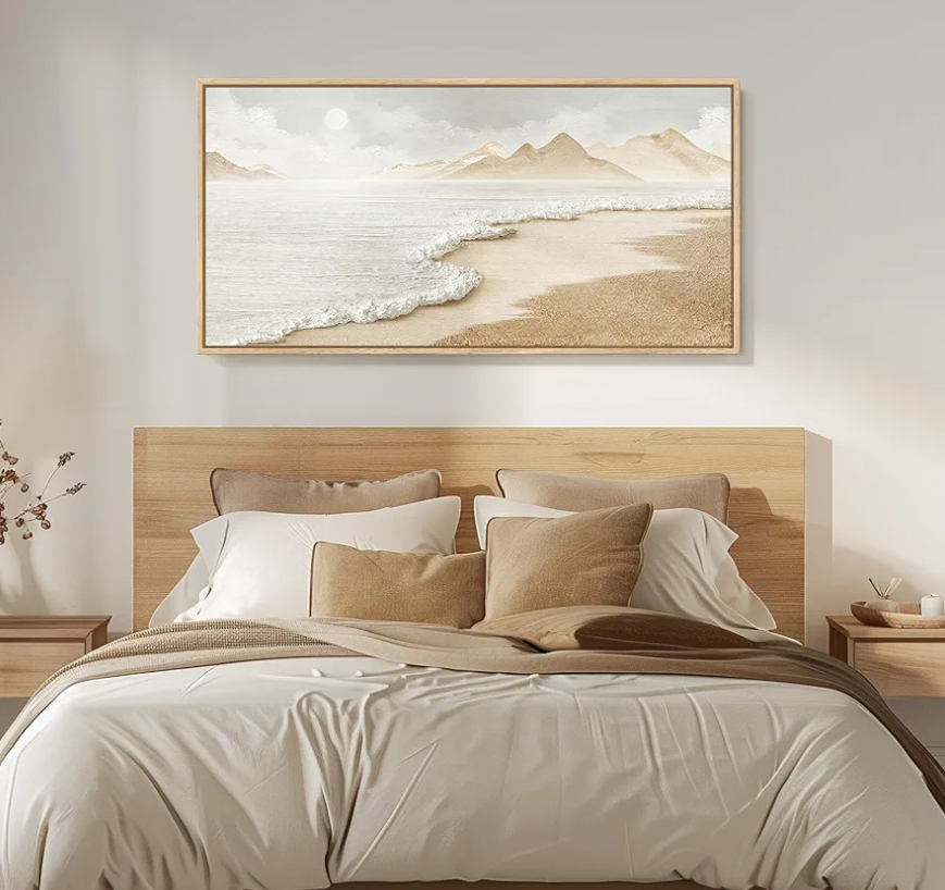 Canvas White Wall Art Decor Abstract Canvas Art Wall Decor Beach Coastal Wall Art Prints Modern Minimalist Wall Art Decorations Brown Artwork for Walls Bedroom Office Kitchen Wall Decor 20" X 40"