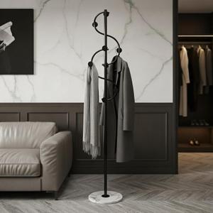 Musical Note Coat Rack Freestanding, 1.0mm Thickened Iron, 8 Smooth Round Hooks, Modern Unique Design, Space-Saving Entryway