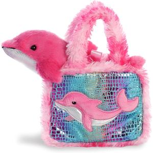 Aurora® Fashionable Fancy Pals™ Dolphin Stuffed Animal - On-The-go Companions - Stylish Accessories - Multicolor 7 Inches