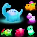 TOY Life 6 PCS Dinosaur Light Up Bath Toys for Kids Ages 4-8, No Hole Glow Bath Toys for Kids, Baby Toddler Bath-Time Christmas Birthday Gifts for Grandkids, Boys, Ideal for Shower, Bathtub, Pool