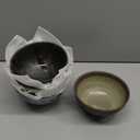 Set of 5 Japanese Ceramic Striped Ichichin Rice Bowls, Deep Soup & Eating Bowls with Distinctive Three-Dimensional Lines, Convenient, Stackable, for Cooking Prep & Serving (Black)