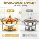 6QT Gold Chafing Dishes for Buffet 6-Pack, Round Chafers and Buffet Warmer Sets with Glass Lids, High Grade Stainless Steel, Rolled-Edge, Stackable Design – for Catering, Parties, and Weddings