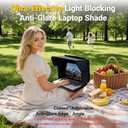 Laptop Sun Shade for Working Outside, Fits 12-16 inch Laptop, Blocks Sunlight and Reduces Glare, Lightweight Foldable Design, Easy Carry, Portable Computer Sunshade for Outdoor Work, Travel,Beach