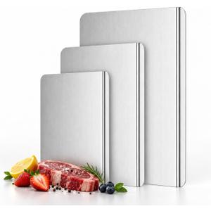 3-Piece Titanium Cutting Board Set, L-Shaped Lip for Dough & Meat, X-Large