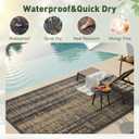 MontVoo Outdoor Rug Waterproof 8x10 ft Outdoor Carpet Patio Rug Mat Reversible RV Camping Rug Plastic Straw Outside Rug for Balcony Porch Deck Picnic Beach Modern Black Brown