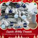 HyDren 15 Pcs 2.4 Inch Christmas Satin Navy Blue Ornaments Luxury Silk Shatterproof Christmas Tree Hanging Ball Decorations for Home Xmas Tree Party Holiday Supplies