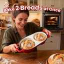 YONILL Mini Double Dutch Oven for Sourdough Bread Baking - Enameled Cast Iron Dutch Oven Pot with Lid and 5" Banneton Bread Proofing Basket Kit, Dual Round Bread Loaf Pan for Homemade Baking (Red)