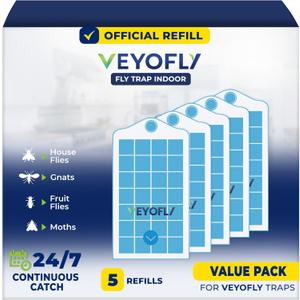 VEYOFLY Fruit Fly Traps for Indoors Refill, Gnat Traps for House, Fly Catcher Indoor, Fly Trap, Fly Trap, Plug in Catch for Fruit Flies, Moths, Gnats, Mosquito Trap (Pack of 5 Refills) VEYOFLY Fruit Fly Traps for Indoors Refill, Gnat Traps for House, Fly Catcher Indoor, Fly Trap, Fly Trap, Plug in Catch for Fruit Flies, Moths, Gnats, Mosquito Trap (Pack of 5 Refills)