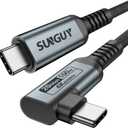 SUNGUY 20Gbps USB C Data Cable 2FT, 100W Right Angle USB C 3.2 Gen 2 Cable, 4K 60Hz USBC to USBC Monitor/Video/Display Output Cord for iPhone 16 15 Pro Max, MacBook, Galaxy S24/S23, External SSD (Grey)