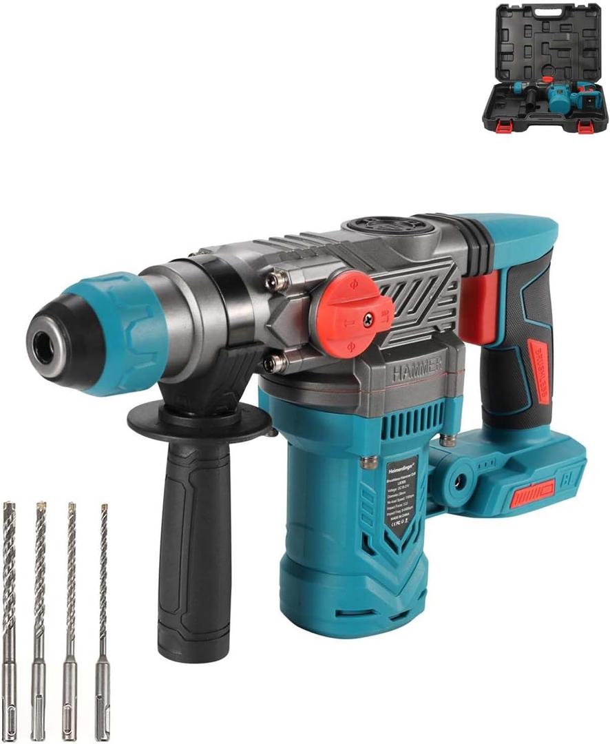 Brushless Rotary Hammer Drill for Makita 18V Battery (Tool Only)  3.2 Joule Impact, 1-1/8" SDS-Plus Chuck, 2 Modes (Drill/Hammer), Cordless Concrete Drill