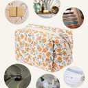 Floral Quilted Makeup Bag, Cute Rose Cosmetic Bag for Women, Flower Travel Toiletry Bag, Cotton Make up Bag Pouch