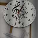 SPUNKER Wall Clocks,Music Notes Wall Clocks for Living Room Decor,Black Lines Kitchen Clocks Wall Battery Operated - 10 Inch Round Bathroom Wall Clock Silent Non-Ticking