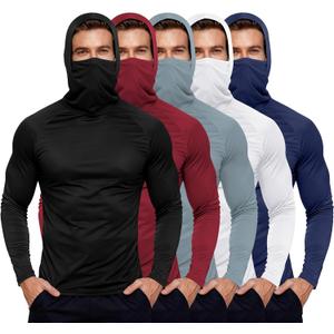 HovSiyla Mens Fishing Hoodie UV Sun Protection Shirts UPF Rash Guard Long Sleeve Shirts Hiking Performance Mesh Face Mask Top XL