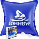 4x4 Pool Pillow for Above Ground Pools  0.4mm Thick PVC Cold-Resistant Pool Cover Air Pillow with 50 Ft Rope, Winterizing Ice Equalizer Inflated Closing Winter Kit for Supporting Pool Cover