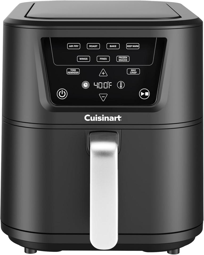 Cuisinart CompactMax 8-Quart Basket Air Fryer for Large Family Meals, Compact Ceramic Countertop Fits a 4.5-lb Chicken, 4-in-1 Air Fry, Roast, Bake & Keep Warm, Easy-Clean Dishwasher-Safe, AIR-210