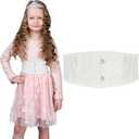 SUOSDEY Kids Jacquard Corset Belt with Soft Bones Girls Teens Pirate Halloween Renaissance Lace-up Black Waist Corset Belt (Fit Waist Size 20"-23", 03-white(jacquard))
