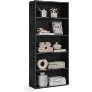 VASAGLE CUSTOS Collection - Bookshelf, 5-Tier Bookcase, Book Shelf, Open Storage Shelf, 9.4 x 23.6 x 52.5 Inches, for Living Room, Home Office, Dining Room, Ebony Black ULBC165T56