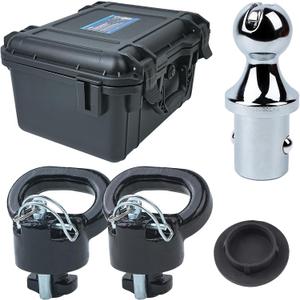 60618 Upgraded 38k Puck System Gooseneck Hitch Ball Kit with Case for 2013-2025 Dodge Ram 2500 3500, 2-5/16 in Hitch Ball for Truck Bed with 2 Gooseneck Safety Chain Anchors