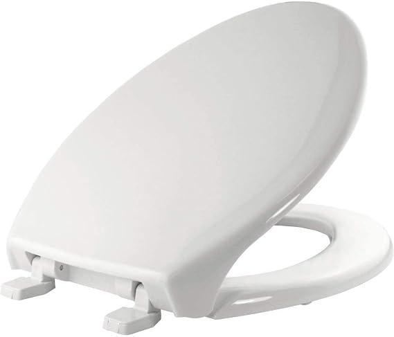 Bemis White Elongated Plastic Toilet Seat with Cover (Model 1B5109227A) – Easy-Clean Quick-Release Hinges