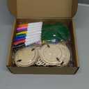 Youyole 144 Pcs Christmas Picture Frame Ornament 24 Pcs Unfinished Wooden Photo Cutouts with Bells EVA Wood Slices Colored Markers for Christmas DIY Craft Decoration(Round Style)