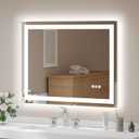 USHOWER LED Bathroom Mirror 40x32 Inch Tempered Glass - Frameless LED Backlit Lighted Mirror for Bathroom Vanity with Anti-Fog, 3 Colors Dimmable, Memory Function, Wall-Mounted (Rectangle)