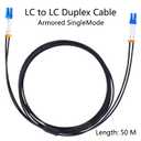 GESD 50 Meter Outdoor Armored LC to LC Duplex Port Fiber Optical Patch Cable SM Jumper Cord - SingleMode 9/125um (LSZH OS1/OS2 Compatible) 50M/160ft