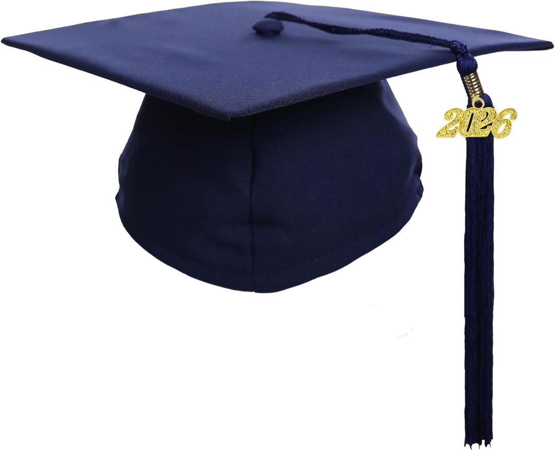 Newrara Graduation Unisex Matte Adult Graduation Cap with Tassel (Navy Blue)