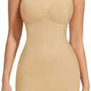Nebility Strapless Shapewear Slip for Women Tummy Control Body Shaper Under Dress Seamless Lingerie with Removable Straps (Medium-Large, Beige)