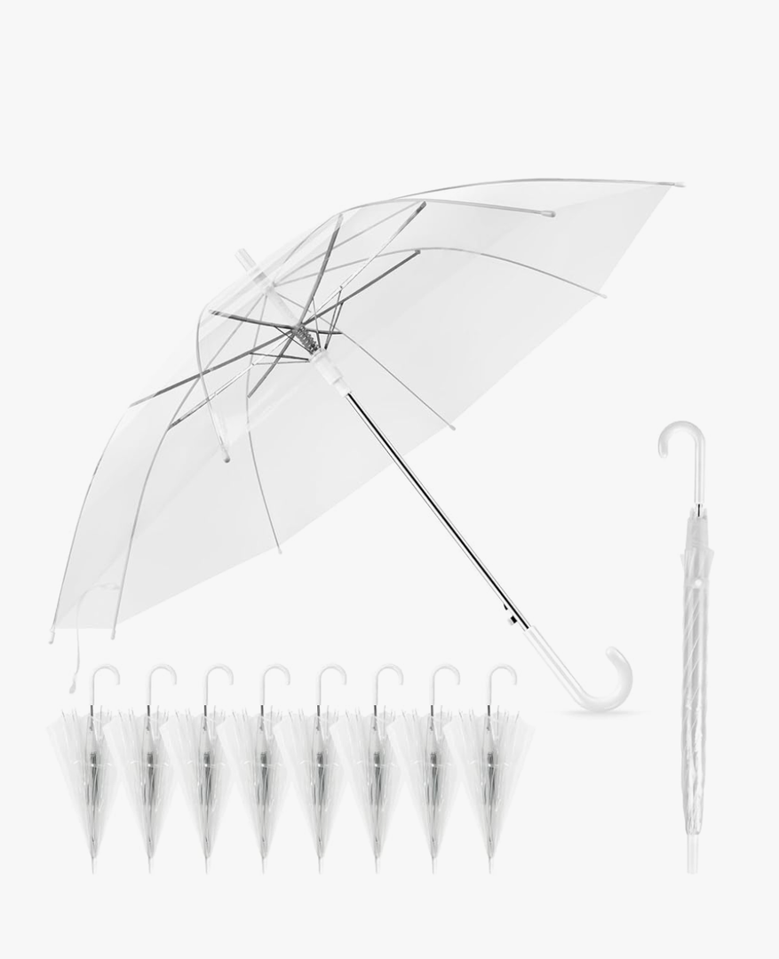 Clear Wedding Umbrellas Bulk, High-Visibility Transparent Rain Umbrella, Firm and Durable, Easy Operation, Large Clear Umbrella for Wedding Bride Groom Photography Golf Outdoor
