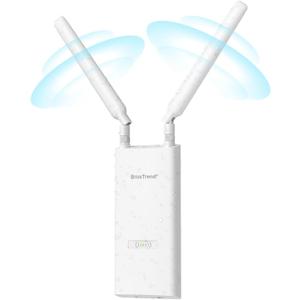 BrosTrend AC1200 Outdoor WiFi Extender Long Range, Dual Band 5GHz + 2.4GHz, IP65 Weatherproof Gigabit Signal Booster, PoE Powered, with Passive PoE Injector, 2x 5dBi Antennas, Works for Yard, Farm, RV