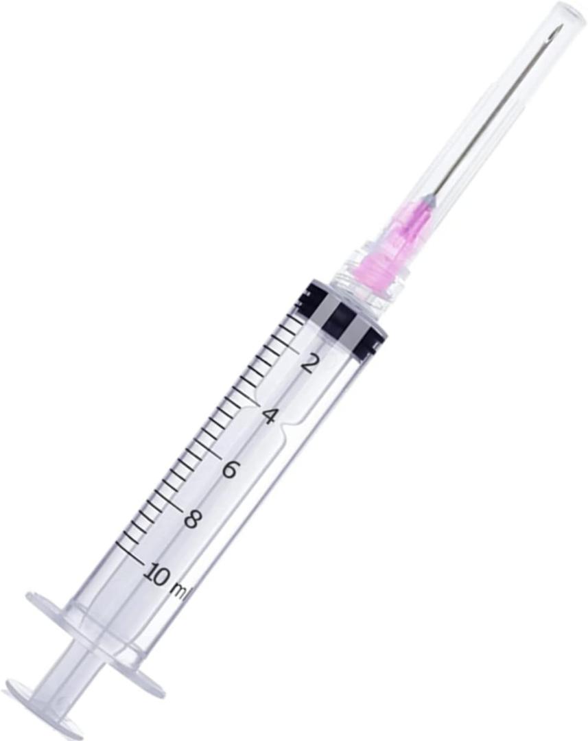 100 Pack Disposable 10ml/cc Lab Syringes with 18Ga 1 Inch Needle Luer Lock, Individually Sealed Packed