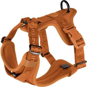 No Pull Dog Harness with Lycra, Three-Point Force Dispersion & 3D Padding, Adjustable Breathable Mesh for Dogs(Carmel Brown,S) (S(Neck:13.0-22.0,Chest:16.0-25.0))