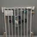 Babelio Baby Gate for Stairs, Kitchen & Doorways, 26-43" W 28" H No Bottom Bar| Easy Installation| One-Handed Operation| Auto-Close| Hardware Mount (Drill Needed) Safety Dog/Pet Gate Indoor (White)