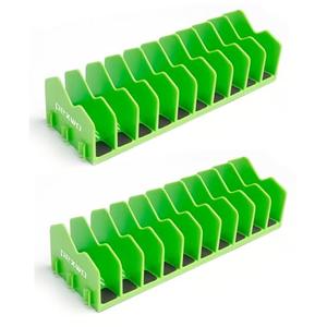 pexwo Plier Organizer & Rack (2-Pack, High-Vis Green) – 20-Slot Tool Storage for Toolbox Drawers – Non-Slip Rubber Base, Interlocking Modular Holders for Pliers, Cutters & Snips