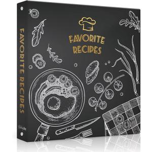 Recipe Binder 8.5x11 3 Ring, Recipe Book to Write in Your own Recipes, Full Page Recipe Binder with Plastic Sleeves, Blank Recipe Cards and Dividers (Blackboard Painting)