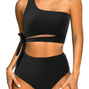 One Shoulder Womens Bikini Sets High Waisted Bathing Suits for Women Tie High Cut Swimsuits Small