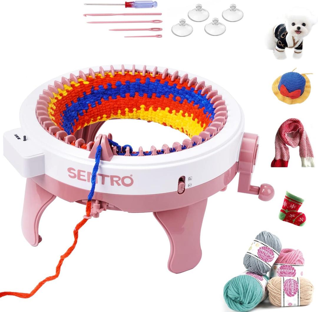 SENTRO Knitting Machine 48 Needles, Smart Knitting Crochet Machine, Double Knit Loom Machine Kit,Knitting & Crochet Kit for Beginners,Adult/Children's Set DIY Knitting Loom Machine (48 NeedlesA)