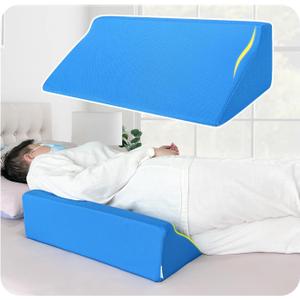 Bed Wedge Pillow For Sleeping Seniors Post Surgery Incline Pillow Bedsore Pressure Relief Cushions For Butt Lifting Patient Turning Triangle Foam Wedges For Bed Positioning Body Back Support (Blue)