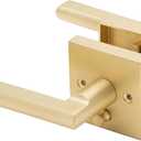 Linkaa Pivacy Door Lever Gold Stain Brass Door Handles Lever with Lock, Keyless Lock InteriorPrivacy FunctionGold3 Pack