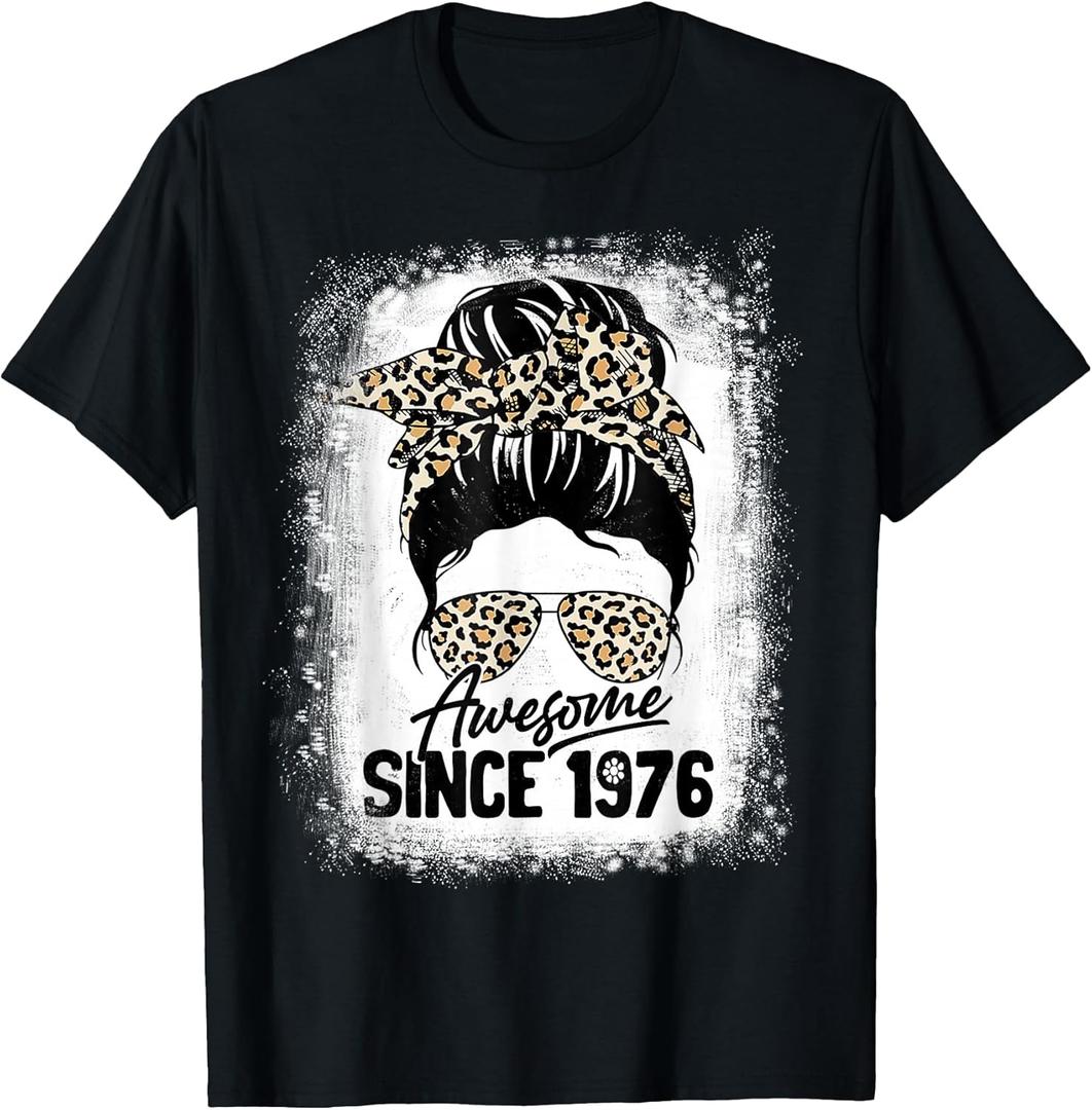 46 Years Old Awesome Since 1976 Leopard 46th Birthday T-Shirt, XL