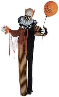Haunted Hill Farm Scary Animatronic Talking Clown with Touch Activated Lights and Sounds, Indoor or Covered Outdoor Halloween Decorations for Home or Haunted House, Battery Operated Halloween Props