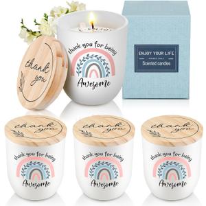 Sinmoe 4 Set Thank You Gifts Candles 7 oz Teacher Appreciation Week Gifts Thank You for Being Awesome Scented Soy Wax Jar Inspirational Candles for Nurse Women Mother's Day Staff Coworker Employee