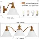 3 Light Brass Vanity Light, Brushed Brass Bathroom Mirror Light Fixture, 23.6" L Vintage Luxury Bathroom Wall Sconce, E26 Base Hardwired Vanity Lighting Over Mirror for Bathroom Bedroom Dressing Room